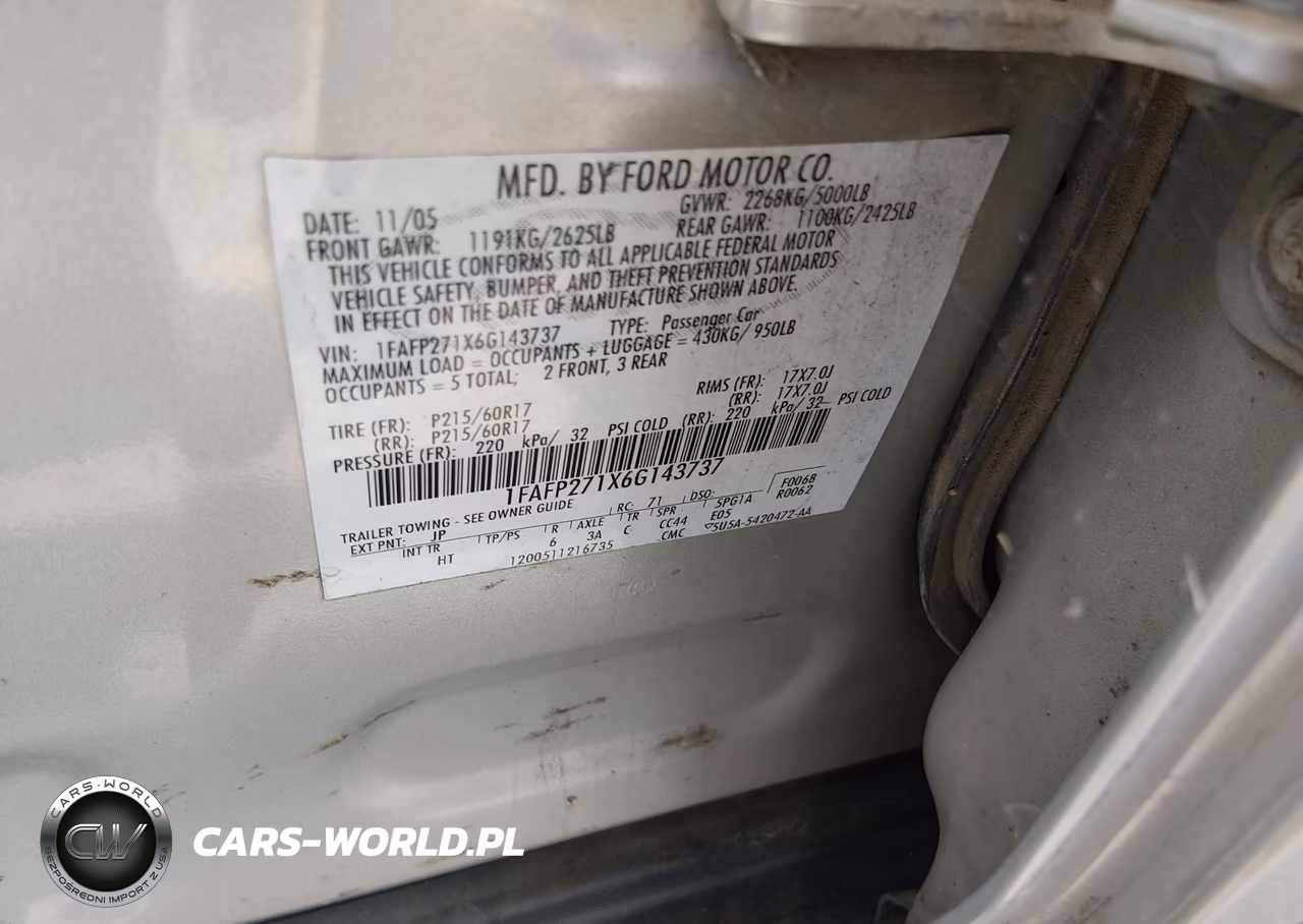 2006 Ford Five Hundred Sel VIN:1FAFP271X6G143737 - 9