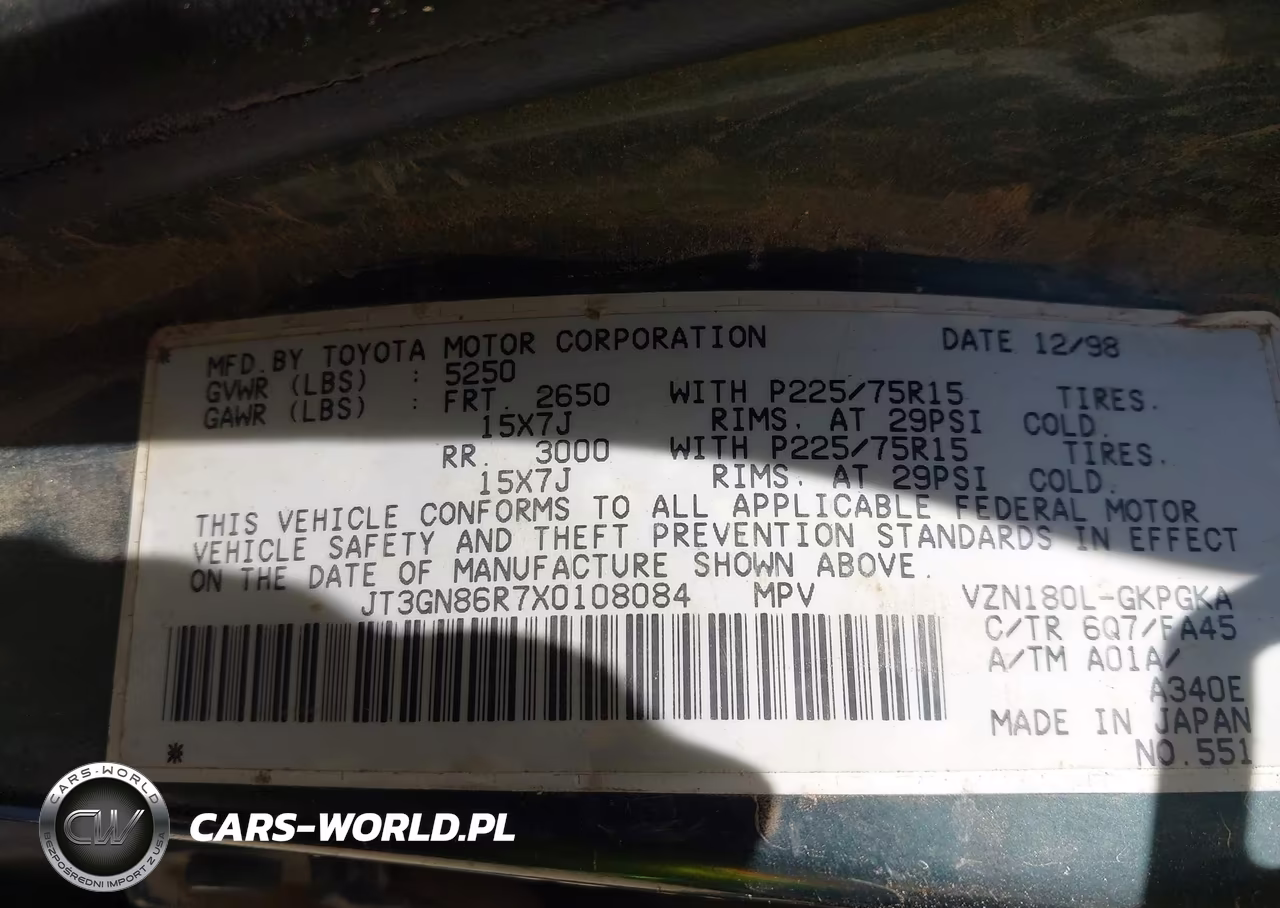 1999 Toyota 4Runner Sr5 V6 VIN:JT3GN86R7X0108084 - 9