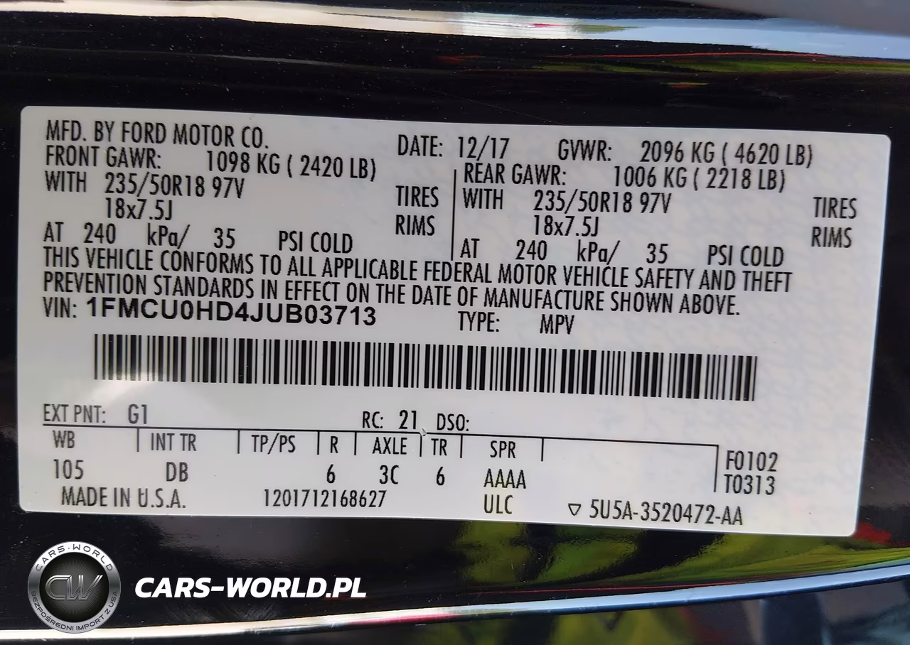 2018 Ford Escape Sel VIN:1FMCU0HD4JUB03713 - 9