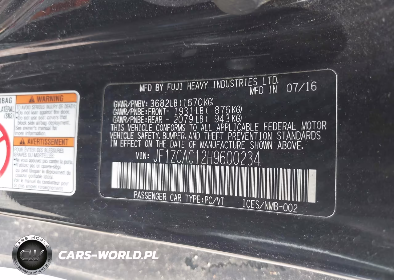 2017 Subaru Brz Limited VIN:JF1ZCAC12H9600234 - 9