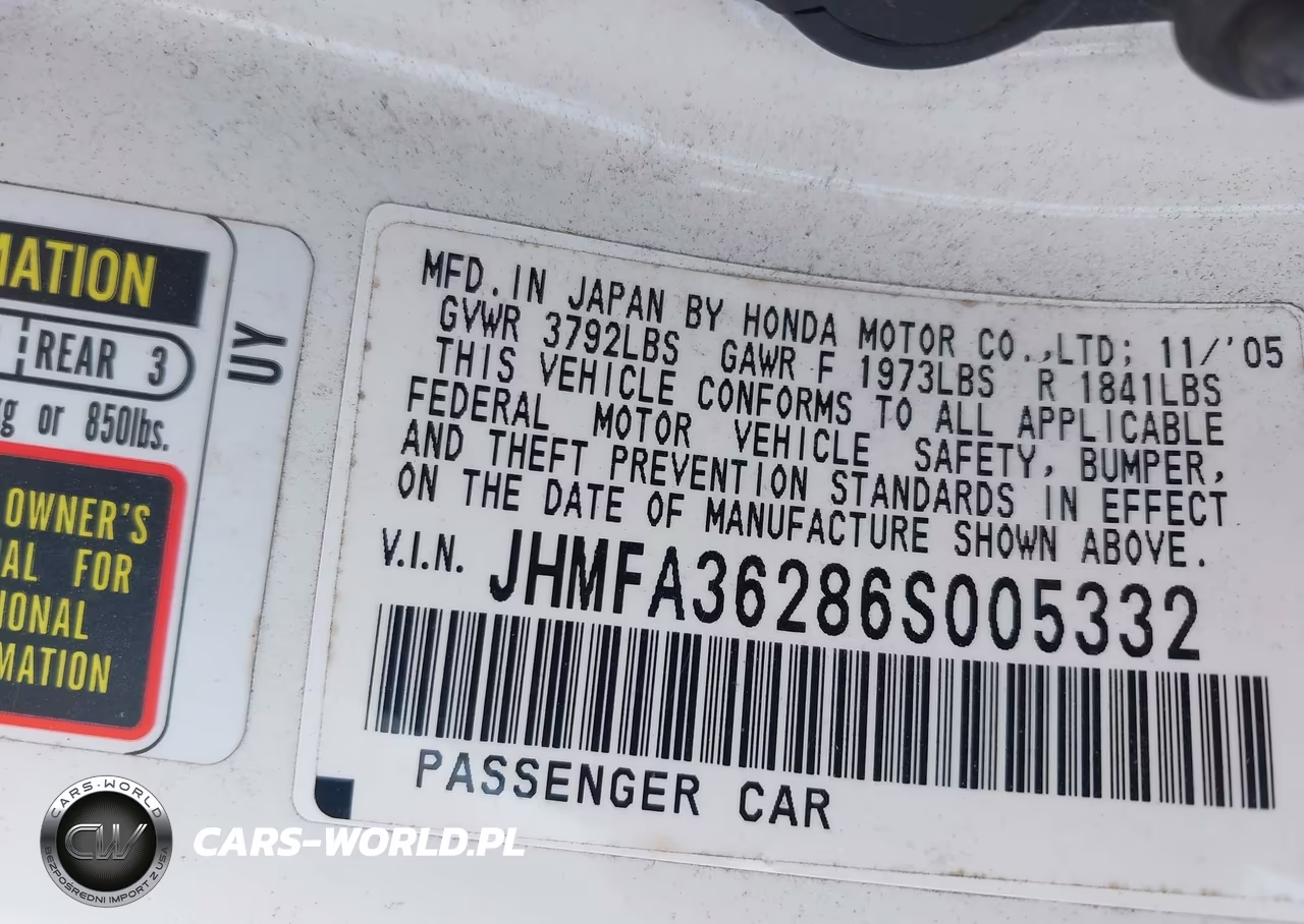 2006 Honda Civic Hybrid VIN:JHMFA36286S005332 - 9