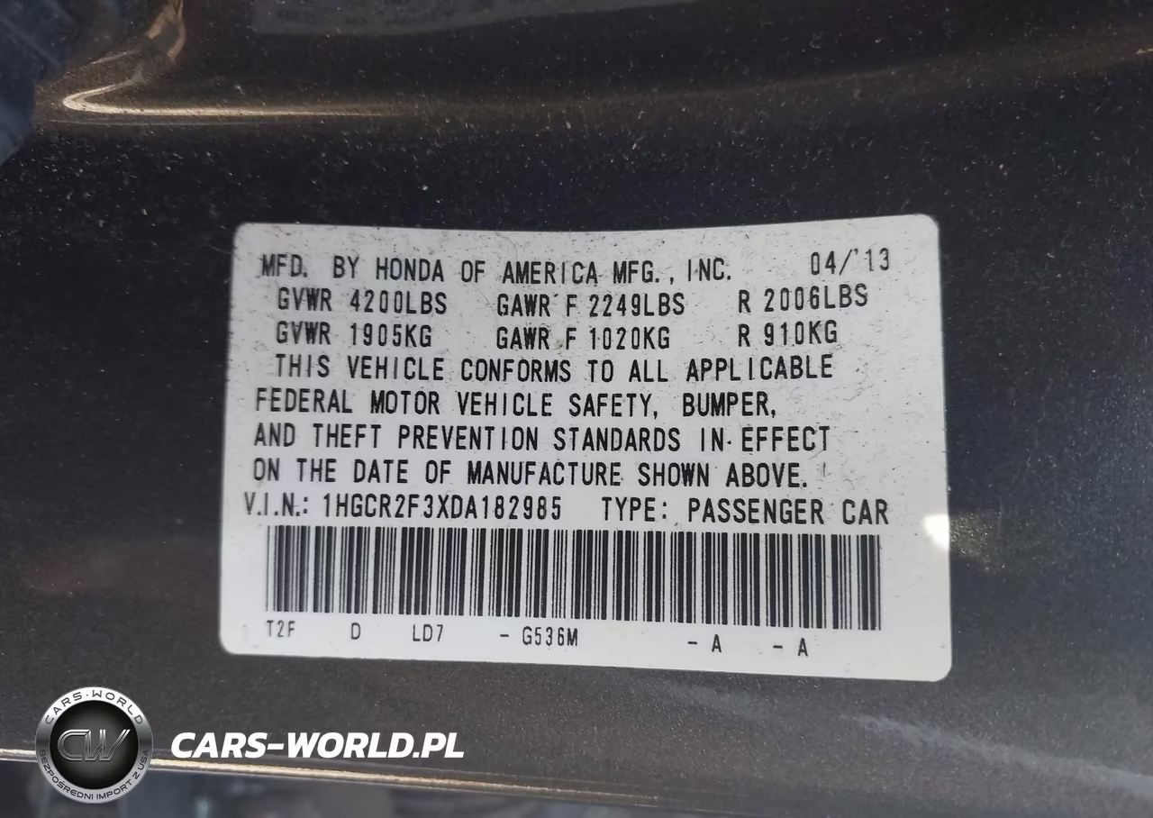 2013 Honda Accord Lx VIN:1HGCR2F3XDA182985 - 9