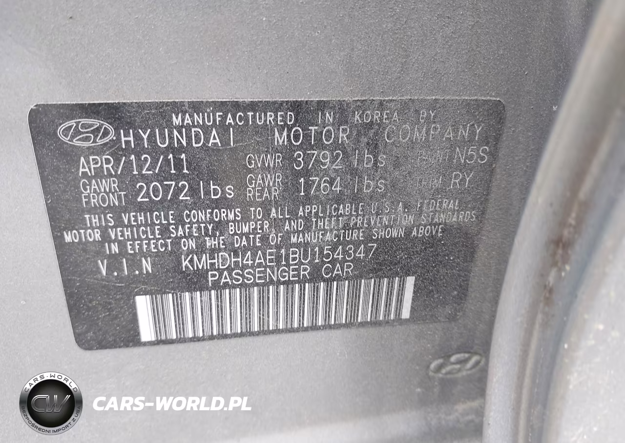 2011 Hyundai Elantra Limited (Ulsan Plant) VIN:KMHDH4AE1BU154347 - 9
