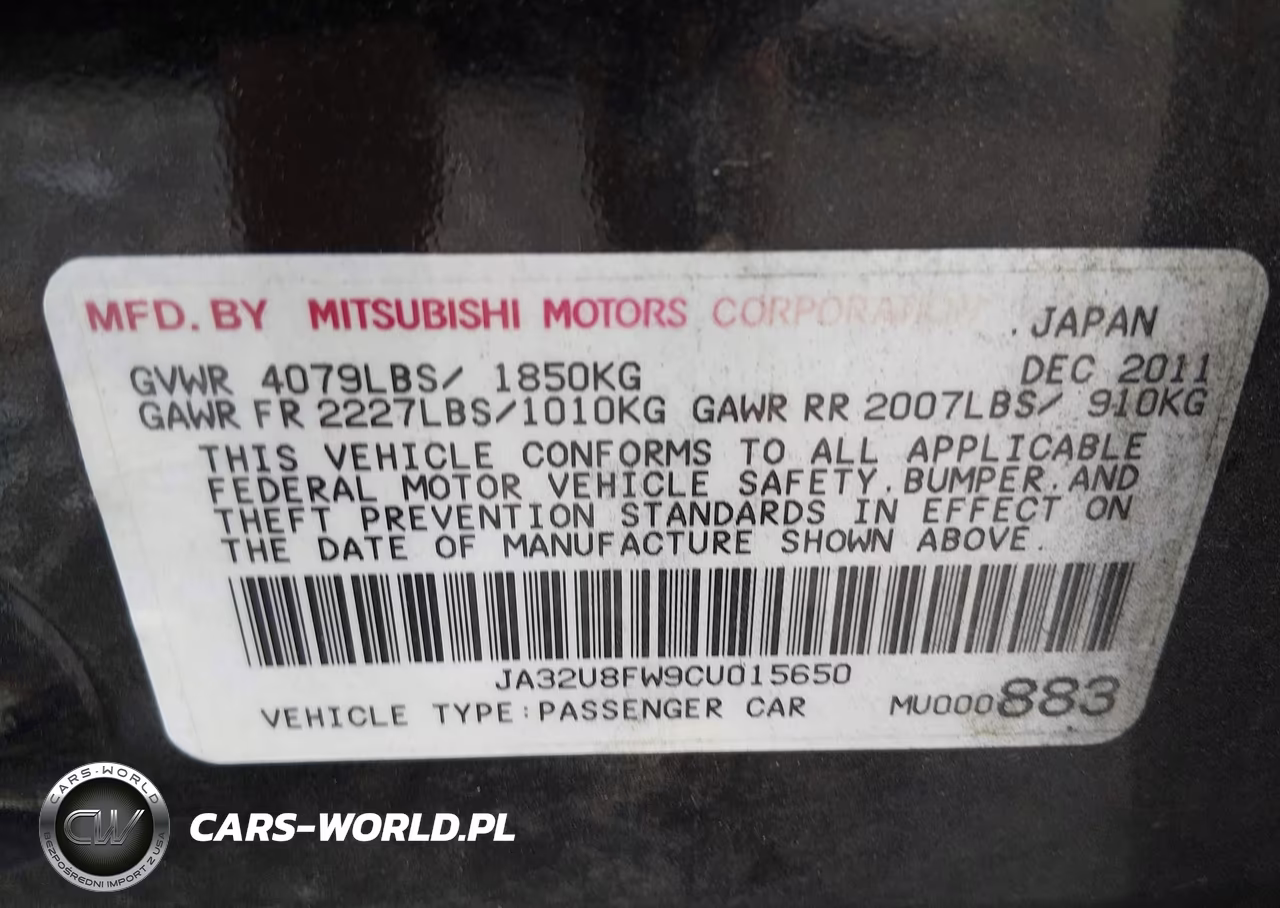 2012 Mitsubishi Lancer Gt VIN:JA32U8FW9CU015650 - 9