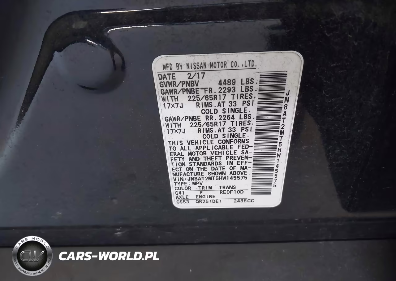 2017 Nissan Rogue Sv VIN:JN8AT2MT5HW145575 - 9