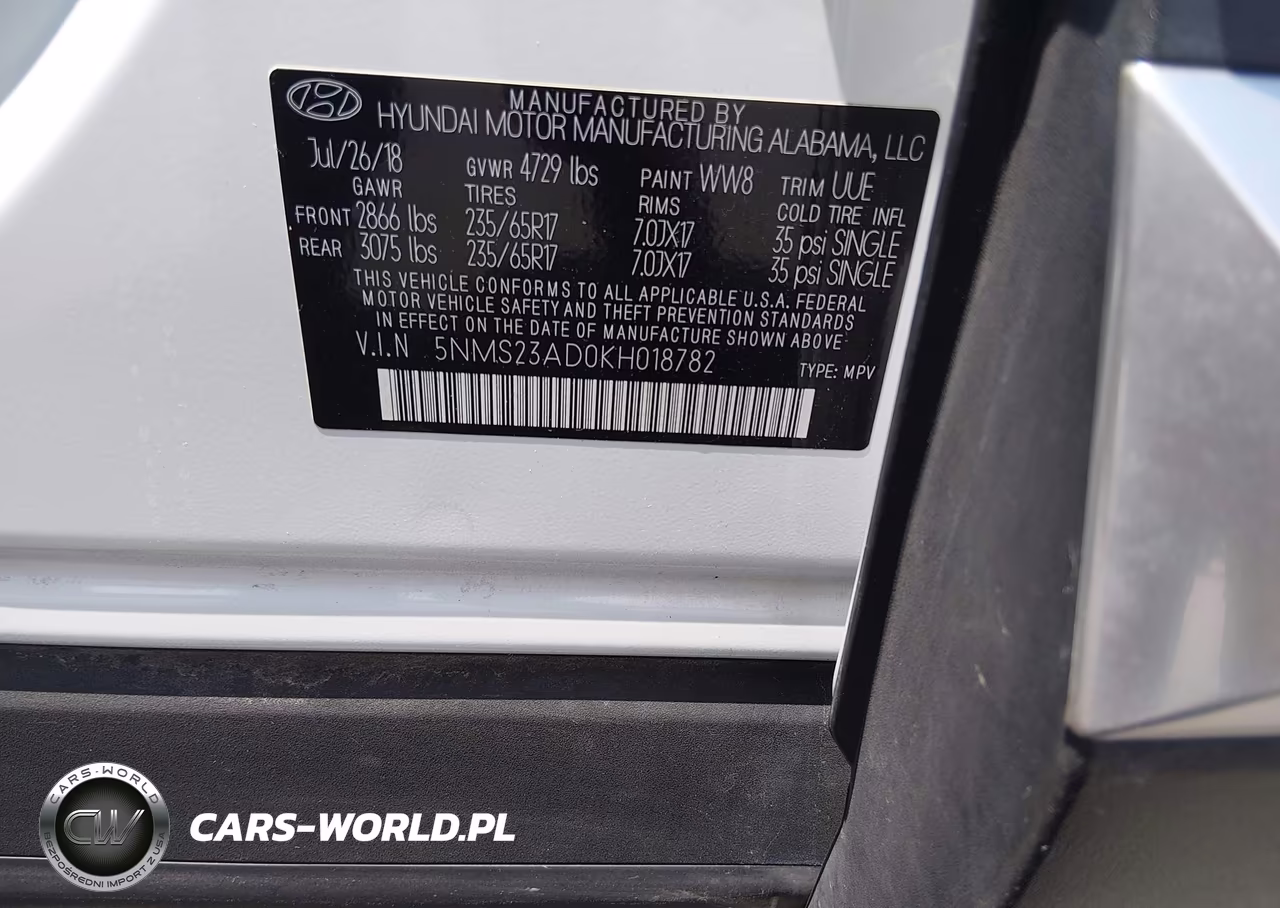 2019 Hyundai Santa Fe Se VIN:5NMS23AD0KH018782 - 9