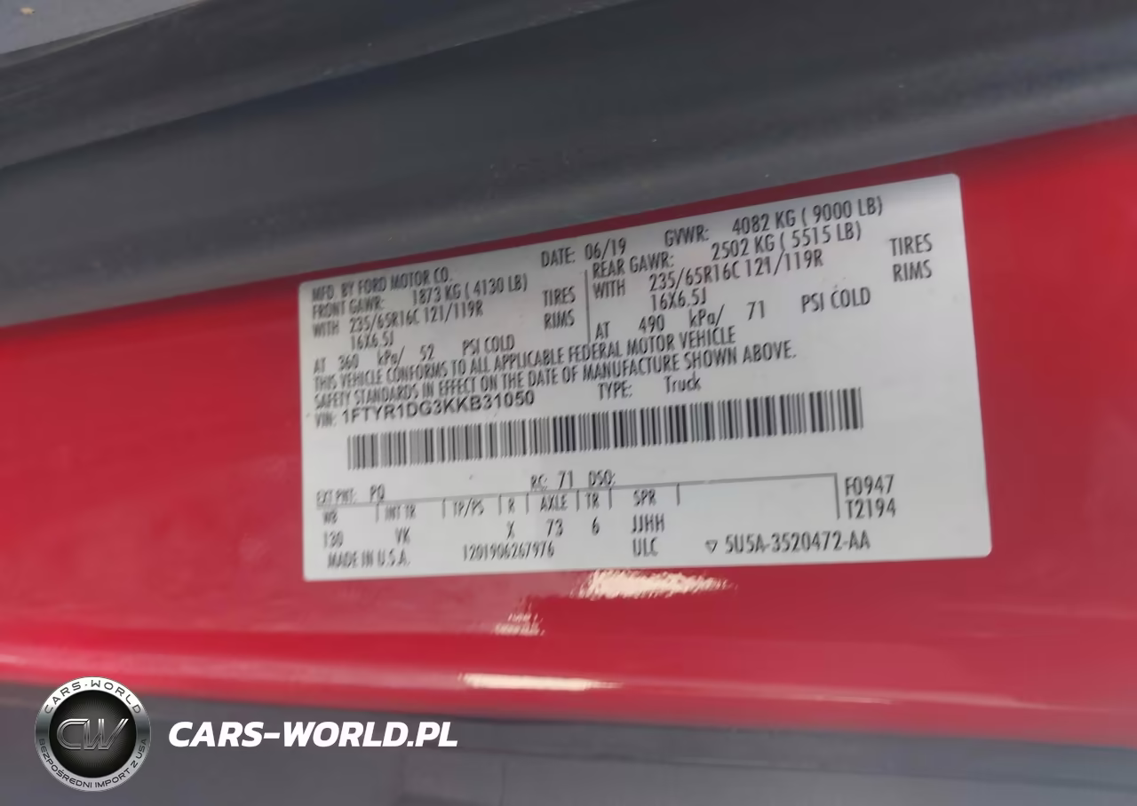 2019 Ford Transit-250 VIN:1FTYR1DG3KKB31050 - 9