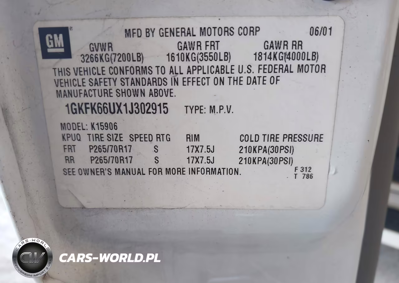 2001 GMC Yukon Xl 1500 Denali VIN:1GKFK66UX1J302915 - 9