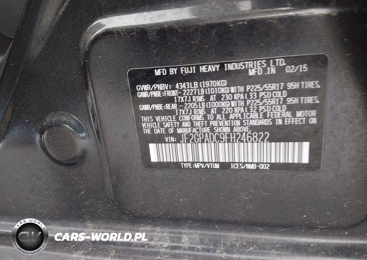2015 Subaru Xv Crosstrek 2.0I Premium VIN:JF2GPADC9FH246822 - 9