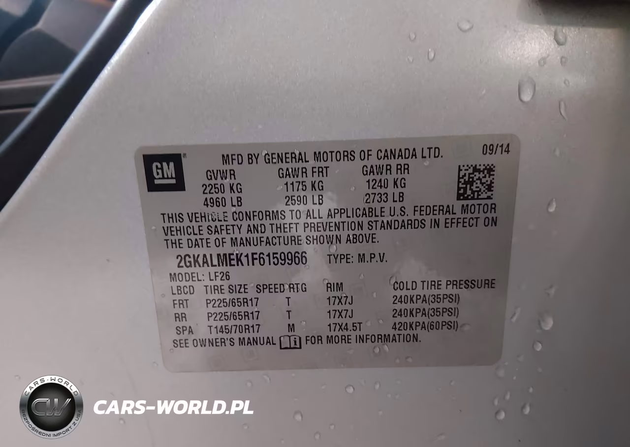 2015 GMC Terrain Sle-1 VIN:2GKALMEK1F6159966 - 9