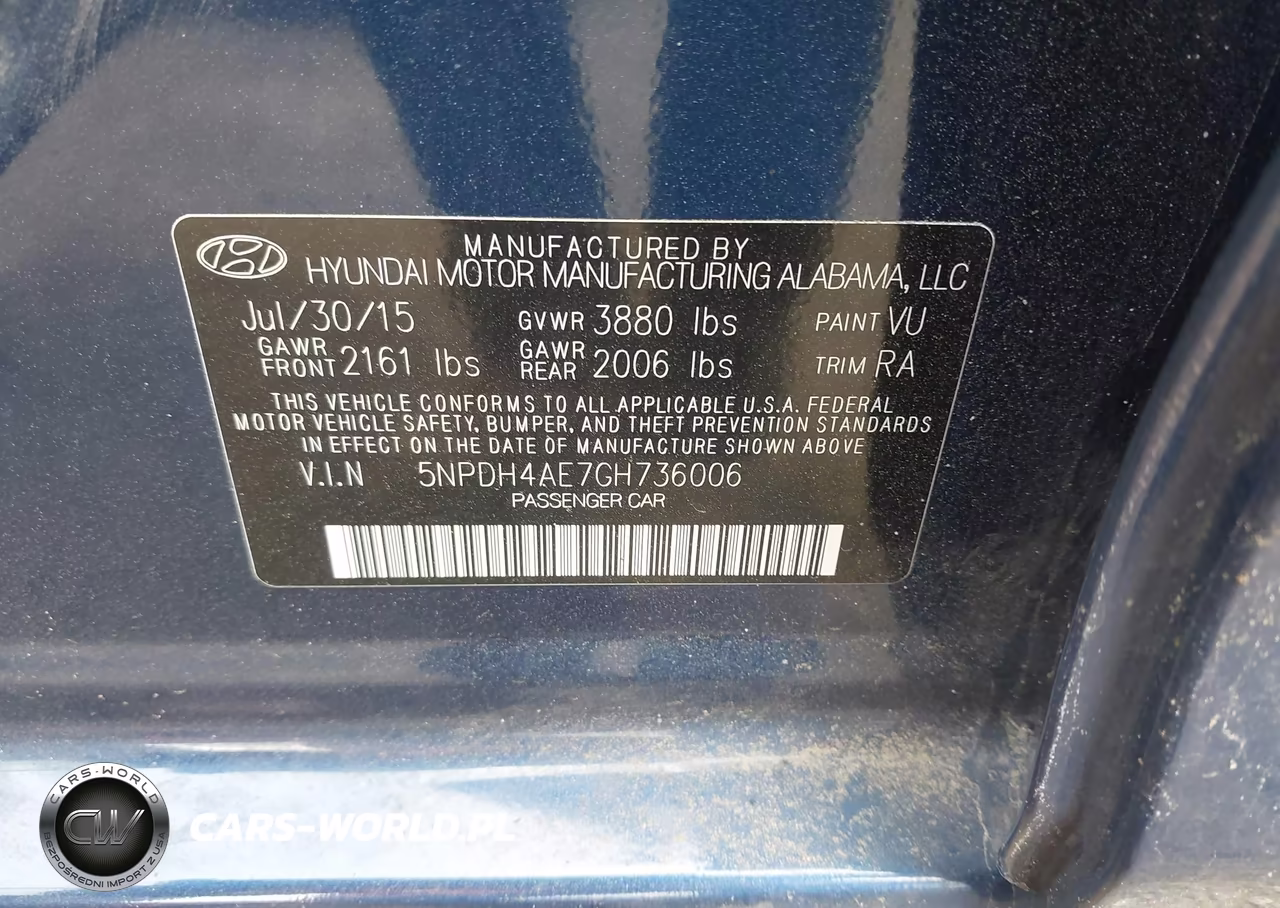 2016 Hyundai Elantra Se VIN:5NPDH4AE7GH736006 - 9