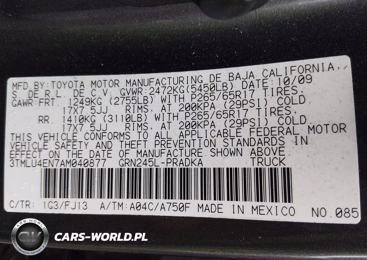 2010 Toyota Tacoma Base V6 VIN:3TMLU4EN7AM040877 - 9