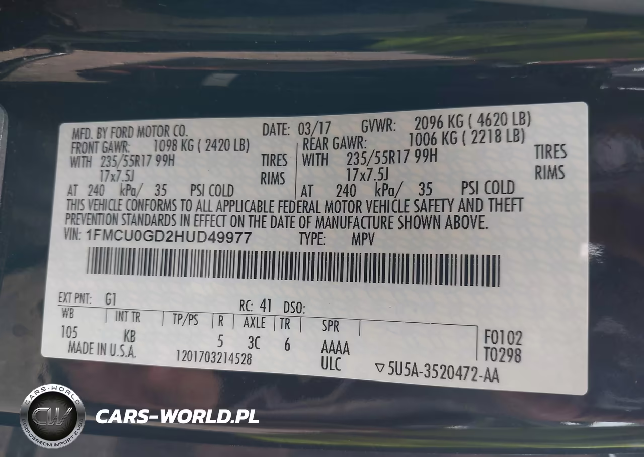 2017 Ford Escape Se VIN:1FMCU0GD2HUD49977 - 9