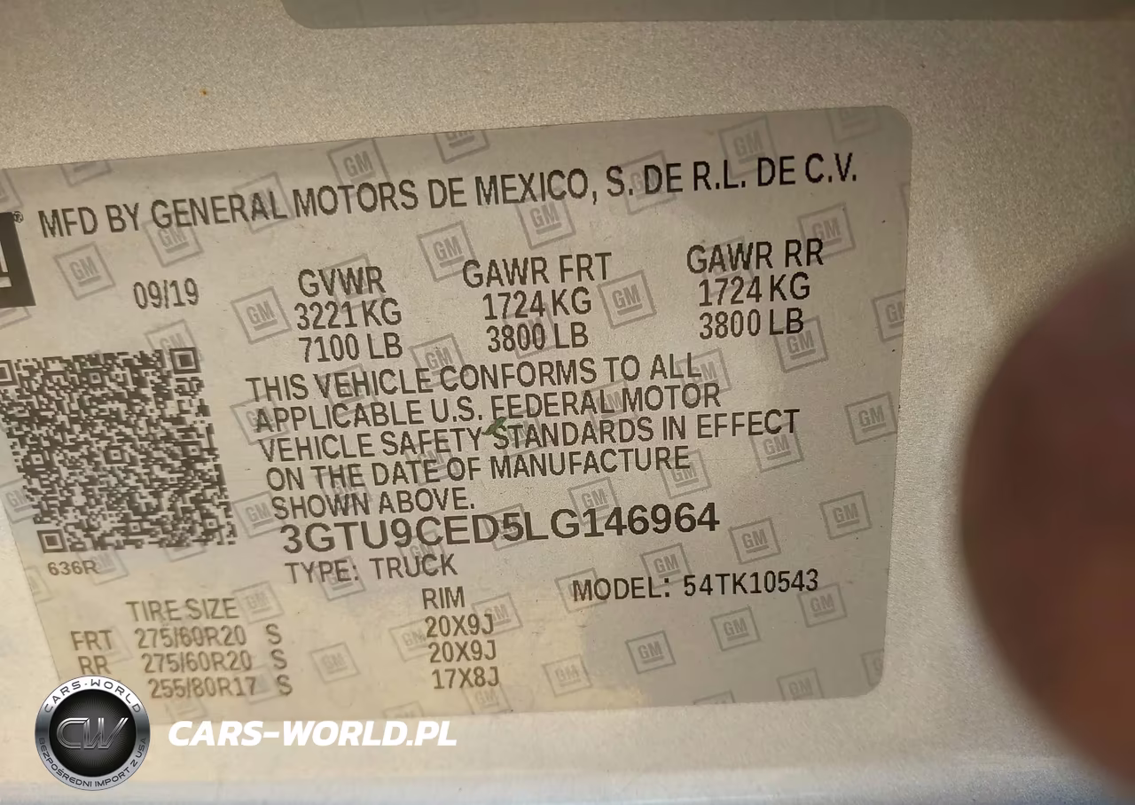 2020 GMC Sierra 1500 4Wd Short Box Elevation VIN:3GTU9CED5LG146964 - 9