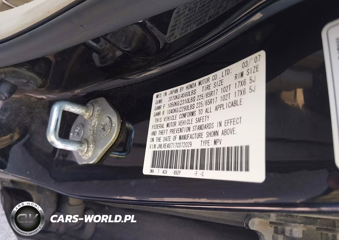 2007 Honda Cr-V Ex-L VIN:JHLRE48717C072029 - 9