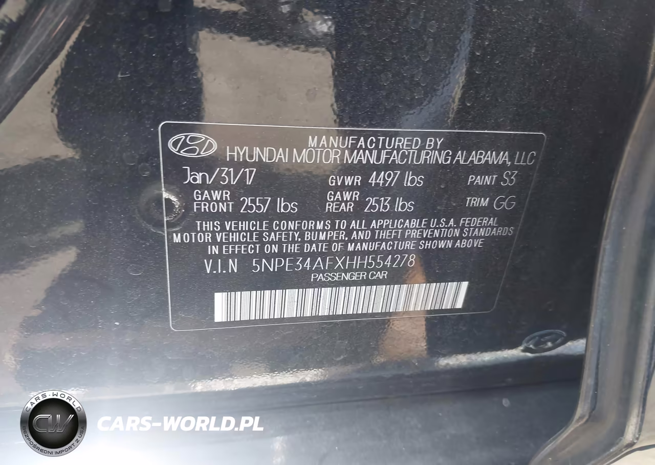2017 Hyundai Sonata Sport VIN:5NPE34AFXHH554278 - 9