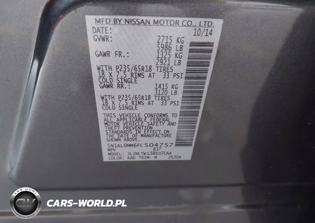 2015 Infiniti Qx60 VIN:5N1AL0MM6FC504757 - 9