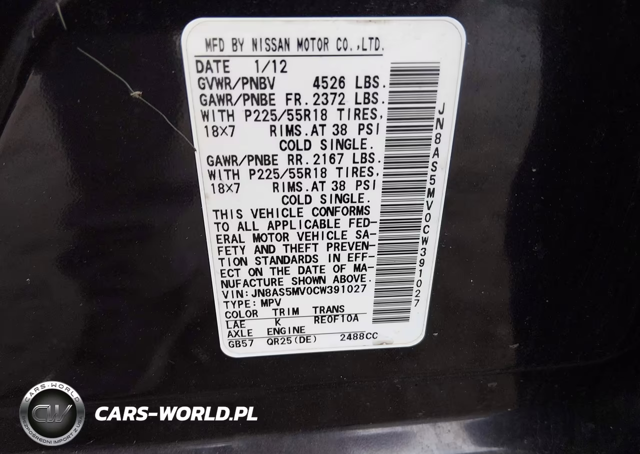 2012 Nissan Rogue Sv W-Sl Pkg VIN:JN8AS5MV0CW391027 - 9