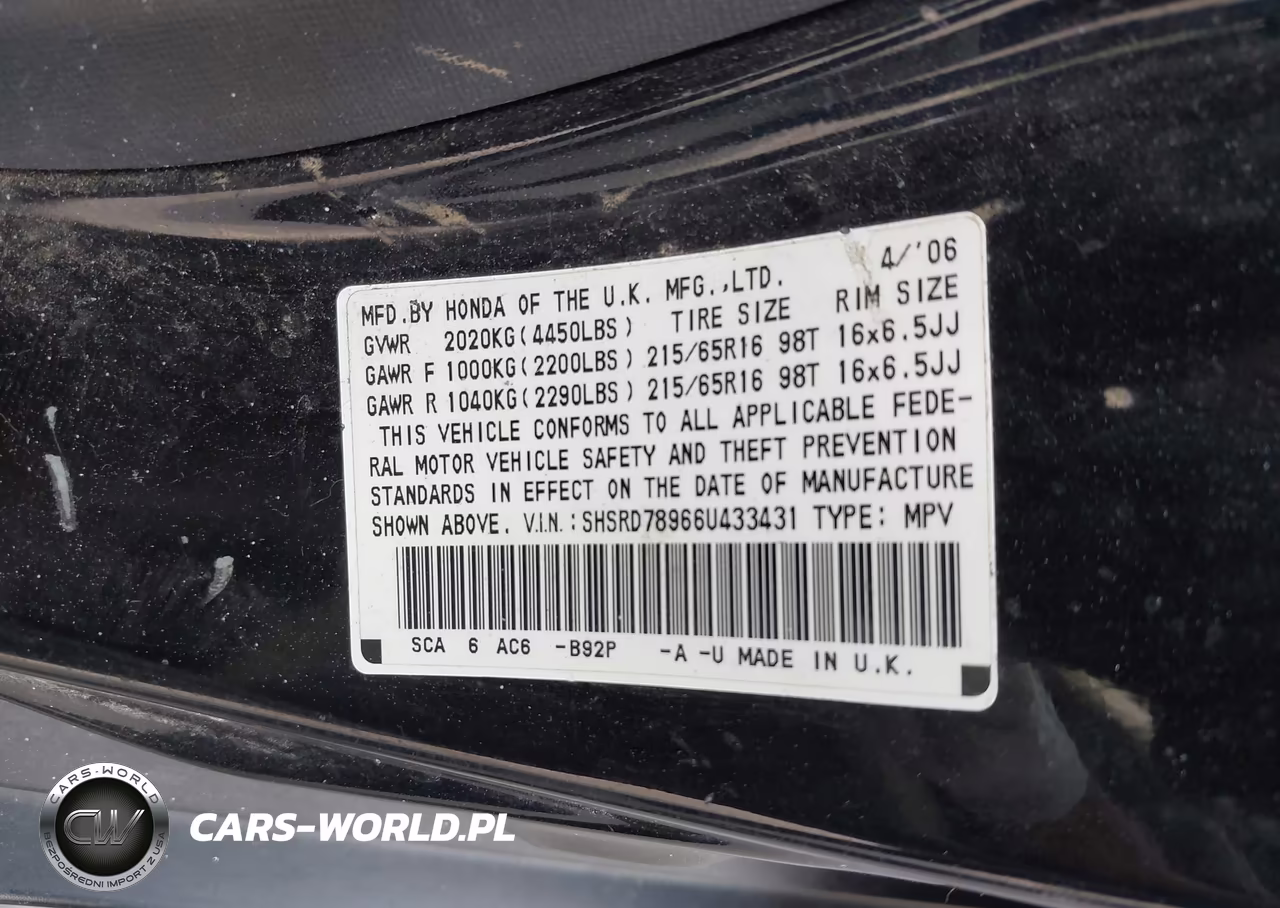 2006 Honda Cr-V Se VIN:SHSRD78966U433431 - 9