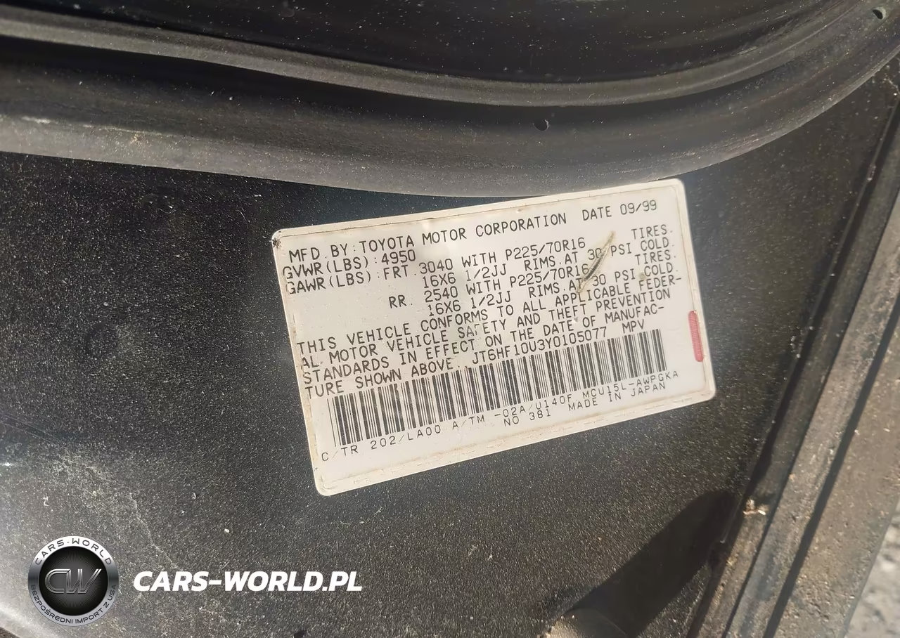 2000 Lexus Rx 300 VIN:JT6HF10U3Y0105077 - 9