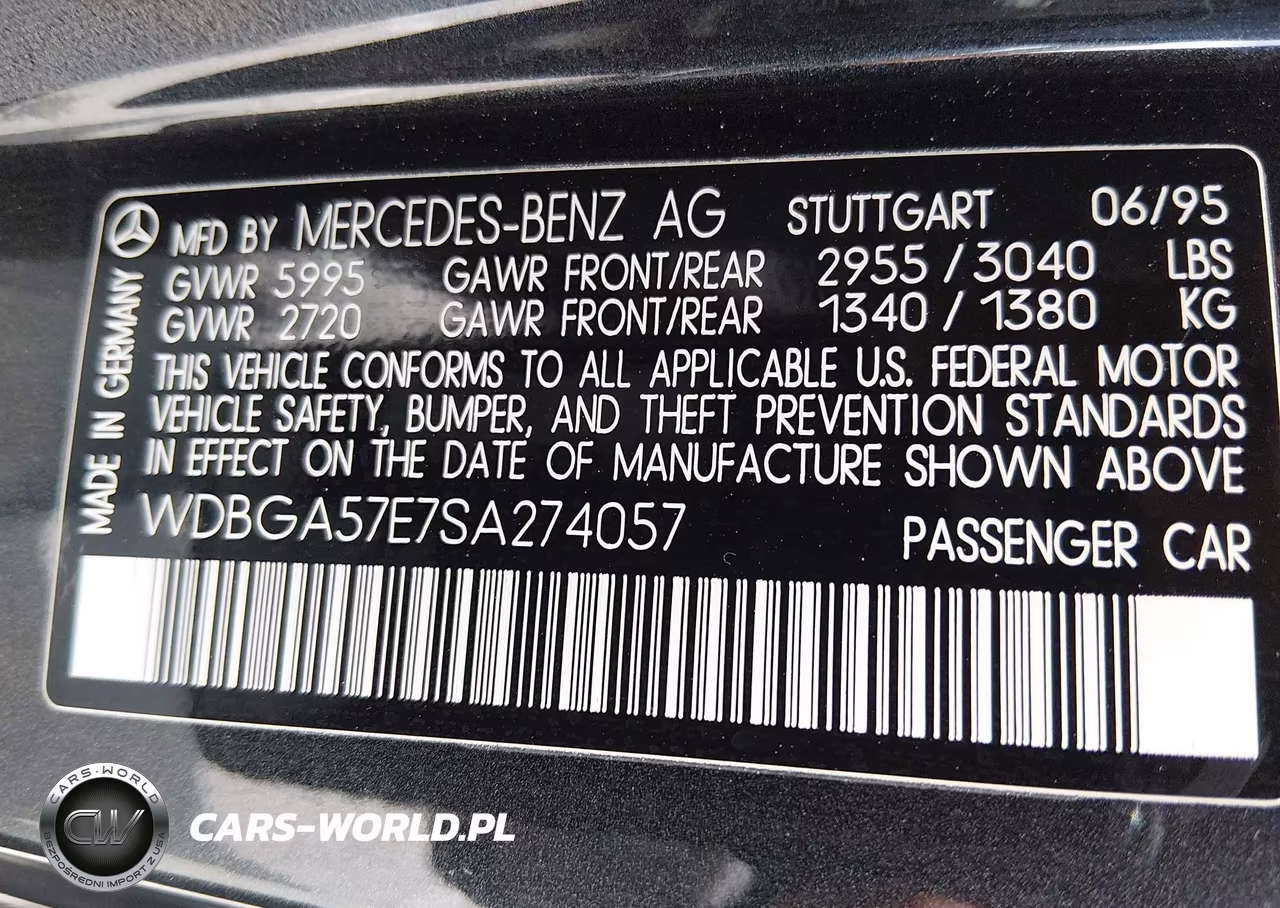1995 Mercedes-Benz S 600 VIN:WDBGA57E7SA274057 - 9