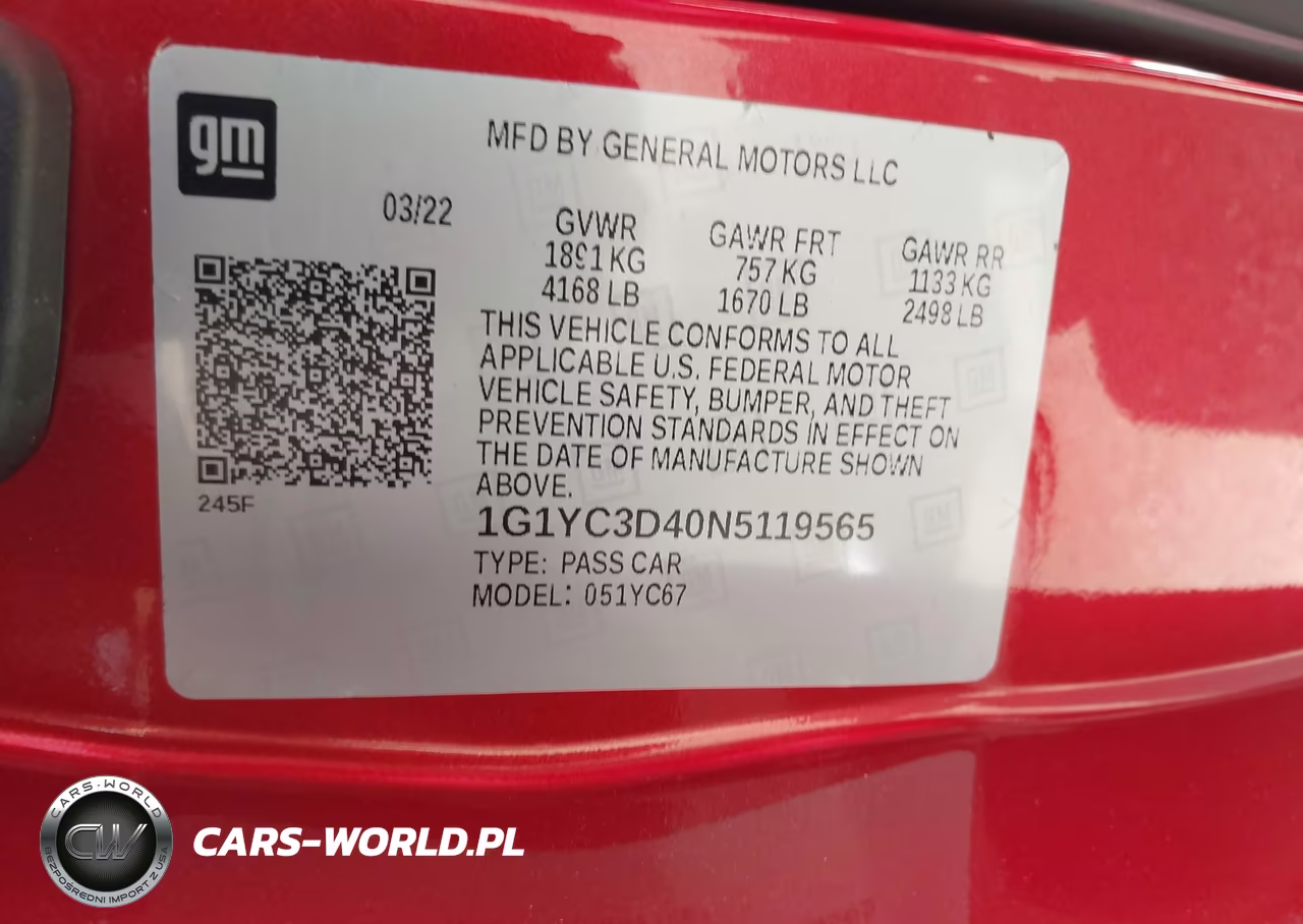 2022 Chevrolet Corvette Stingray Rwd 3Lt VIN:1G1YC3D40N5119565 - 9