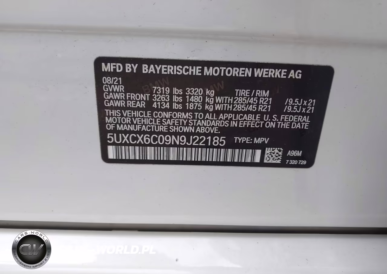 2022 BMW X7 M50I VIN:5UXCX6C09N9J22185 - 9