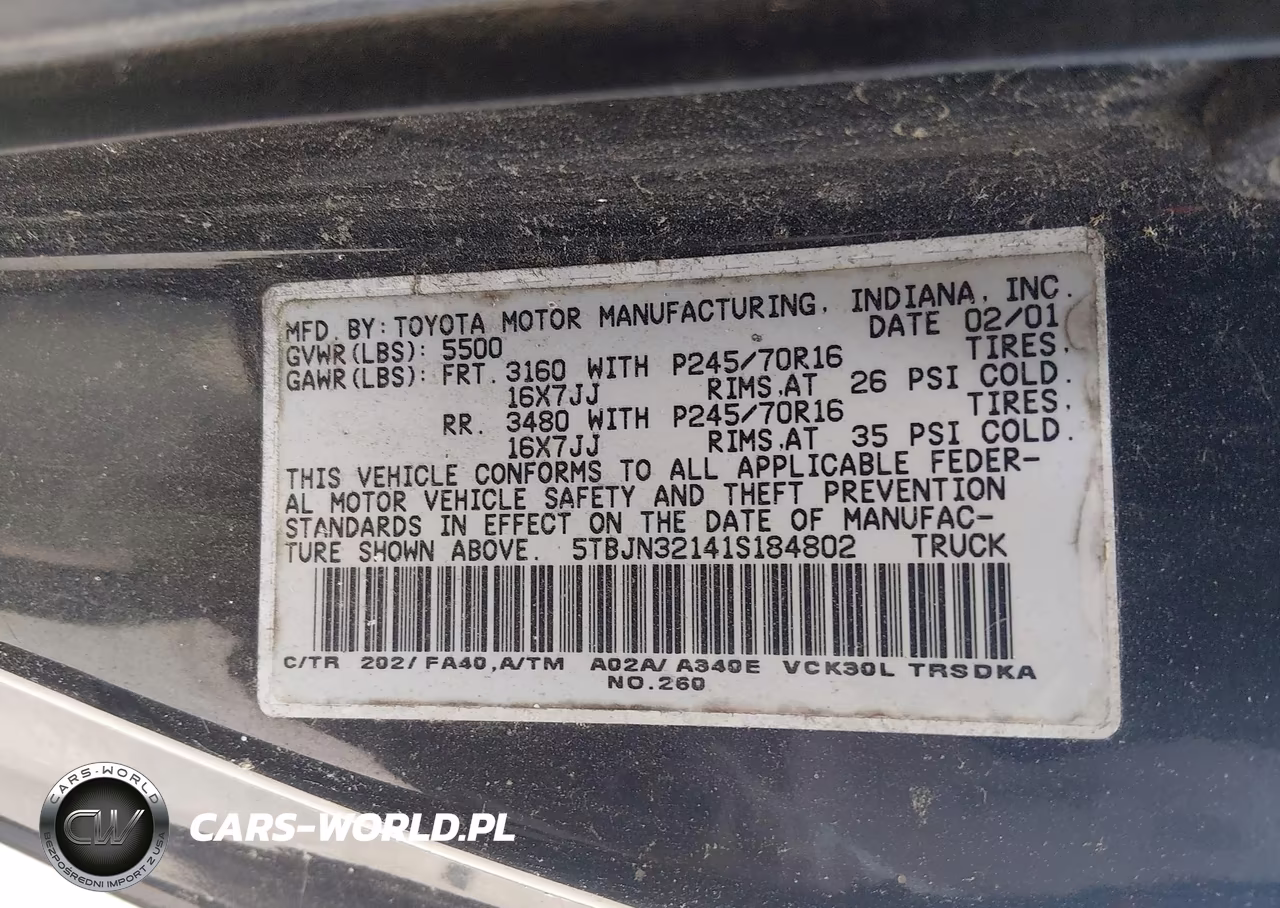 2001 Toyota Tundra VIN:5TBJN32141S184802 - 9