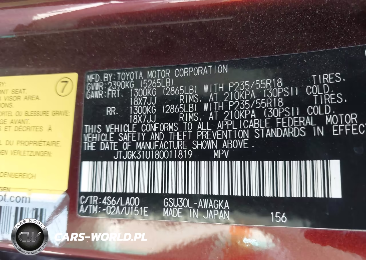 2008 Lexus Rx 350 VIN:JTJGK31U180011819 - 9