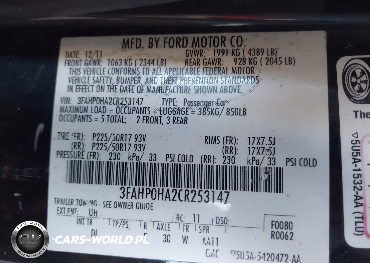 2012 Ford Fusion Se VIN:3FAHP0HA2CR253147 - 9