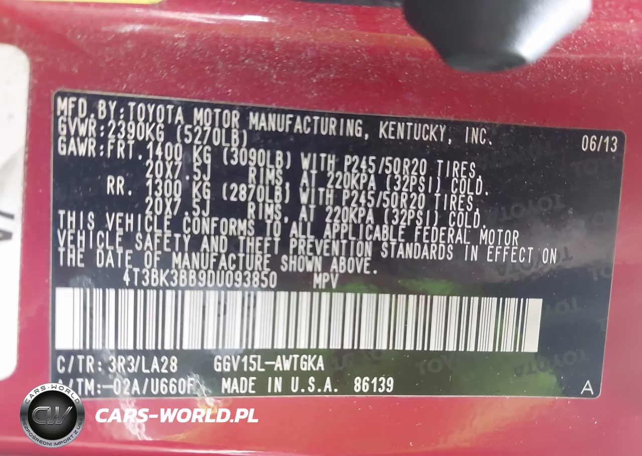 2013 Toyota Venza Limited V6 VIN:4T3BK3BB9DU093850 - 9