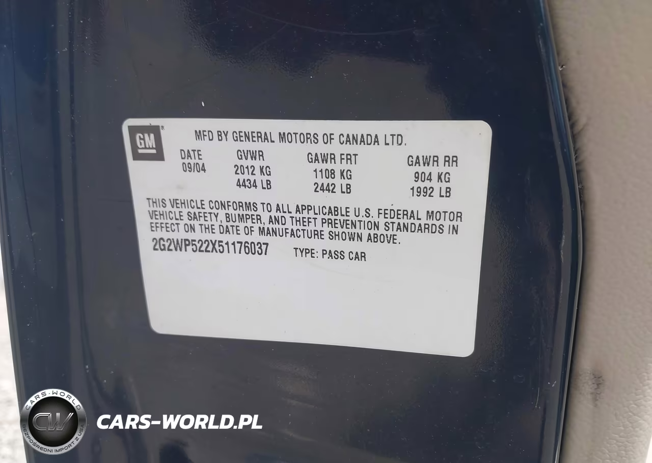 2005 Pontiac Grand Prix VIN:2G2WP522X51176037 - 9