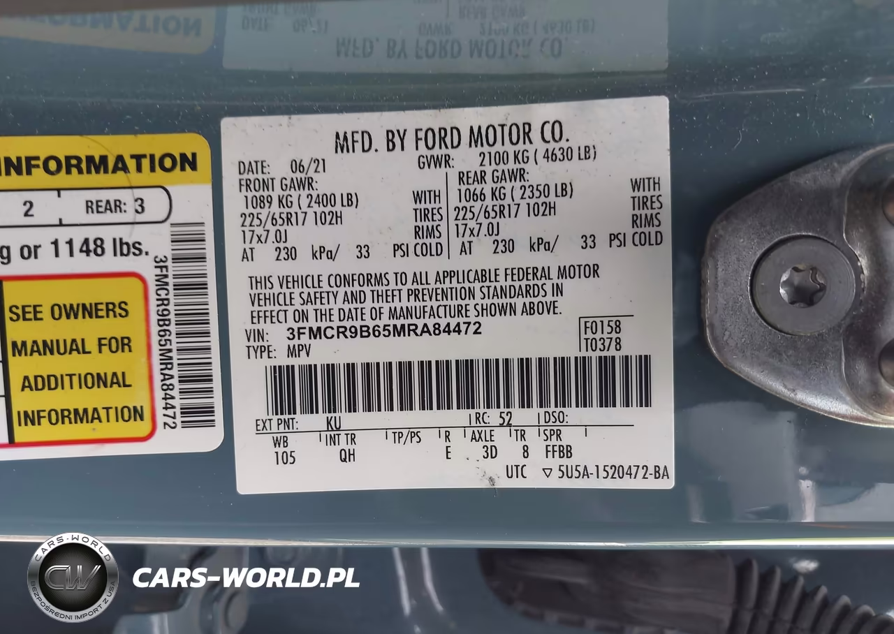 2021 Ford Bronco Sport Big Bend VIN:3FMCR9B65MRA84472 - 9