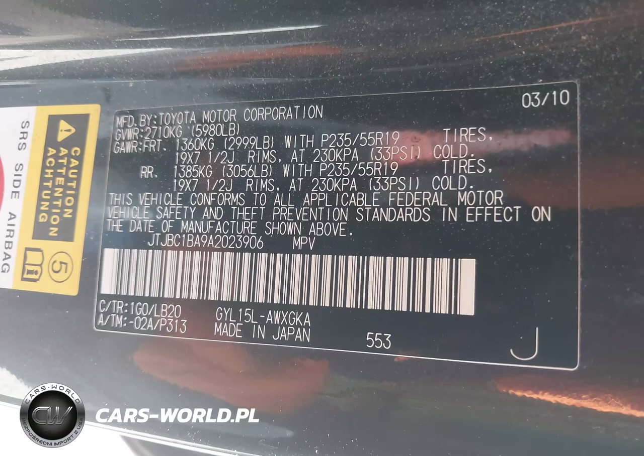 2010 Lexus Rx 450H VIN:JTJBC1BA9A2023906 - 9