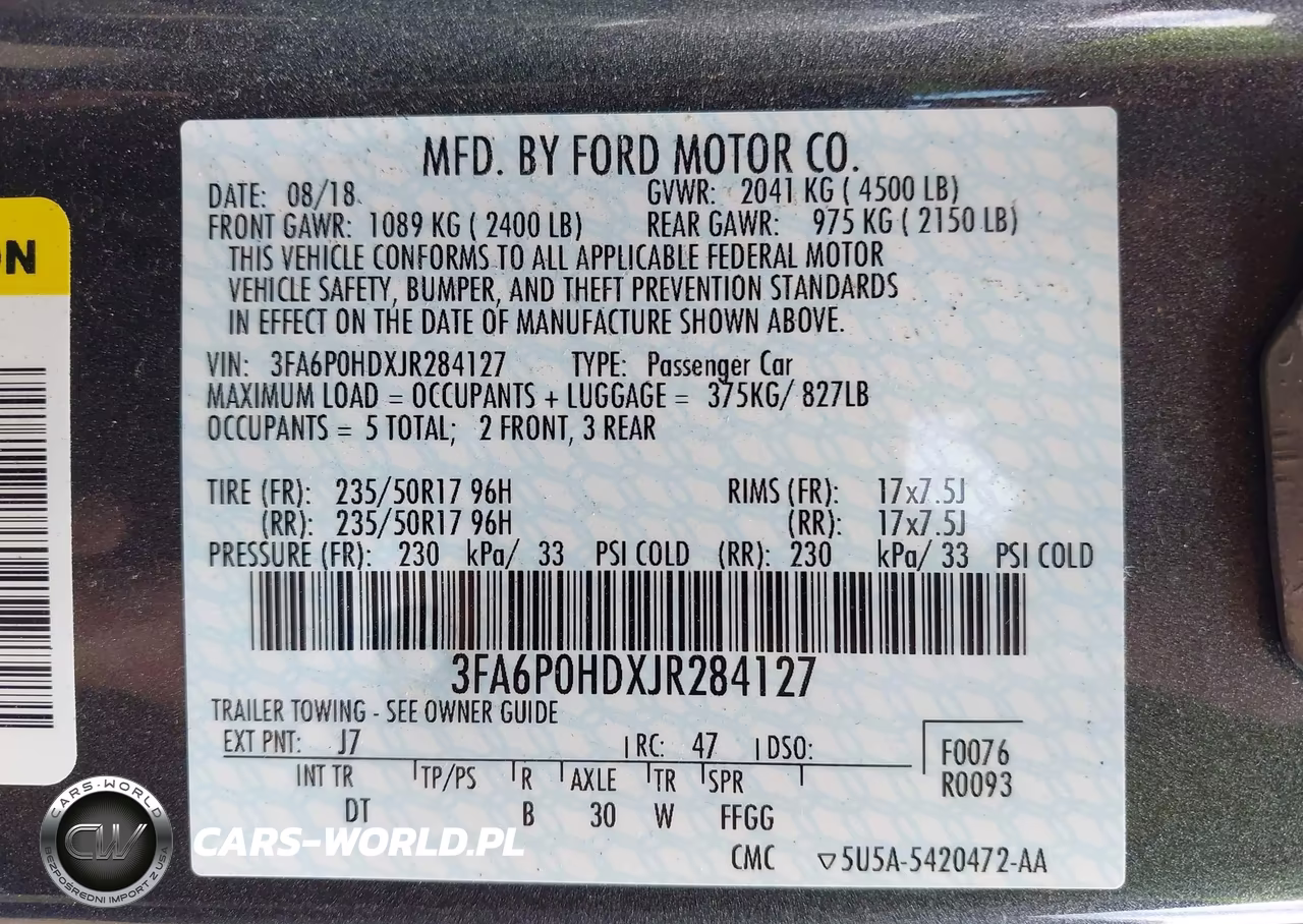 2018 Ford Fusion Se VIN:3FA6P0HDXJR284127 - 9