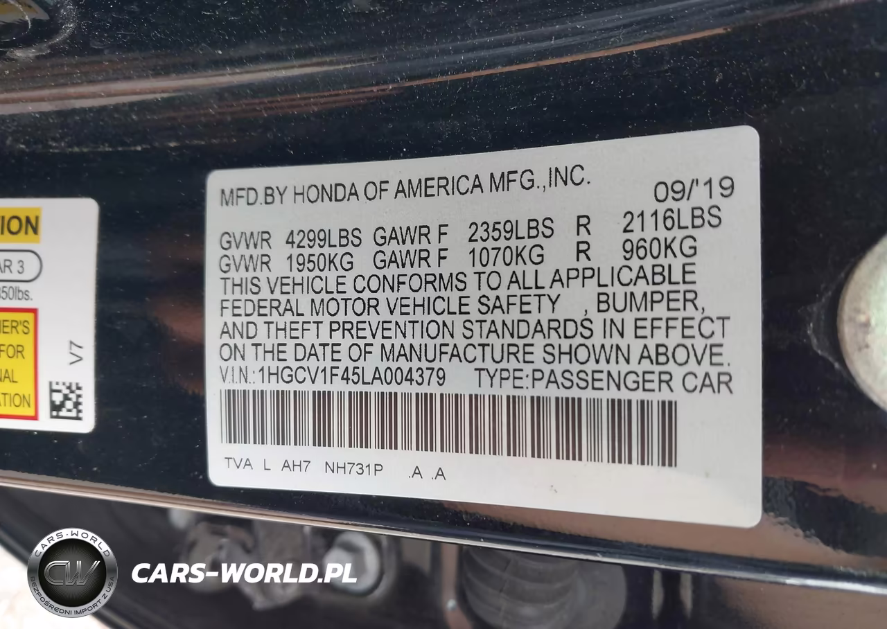 2020 Honda Accord Ex VIN:1HGCV1F45LA004379 - 9