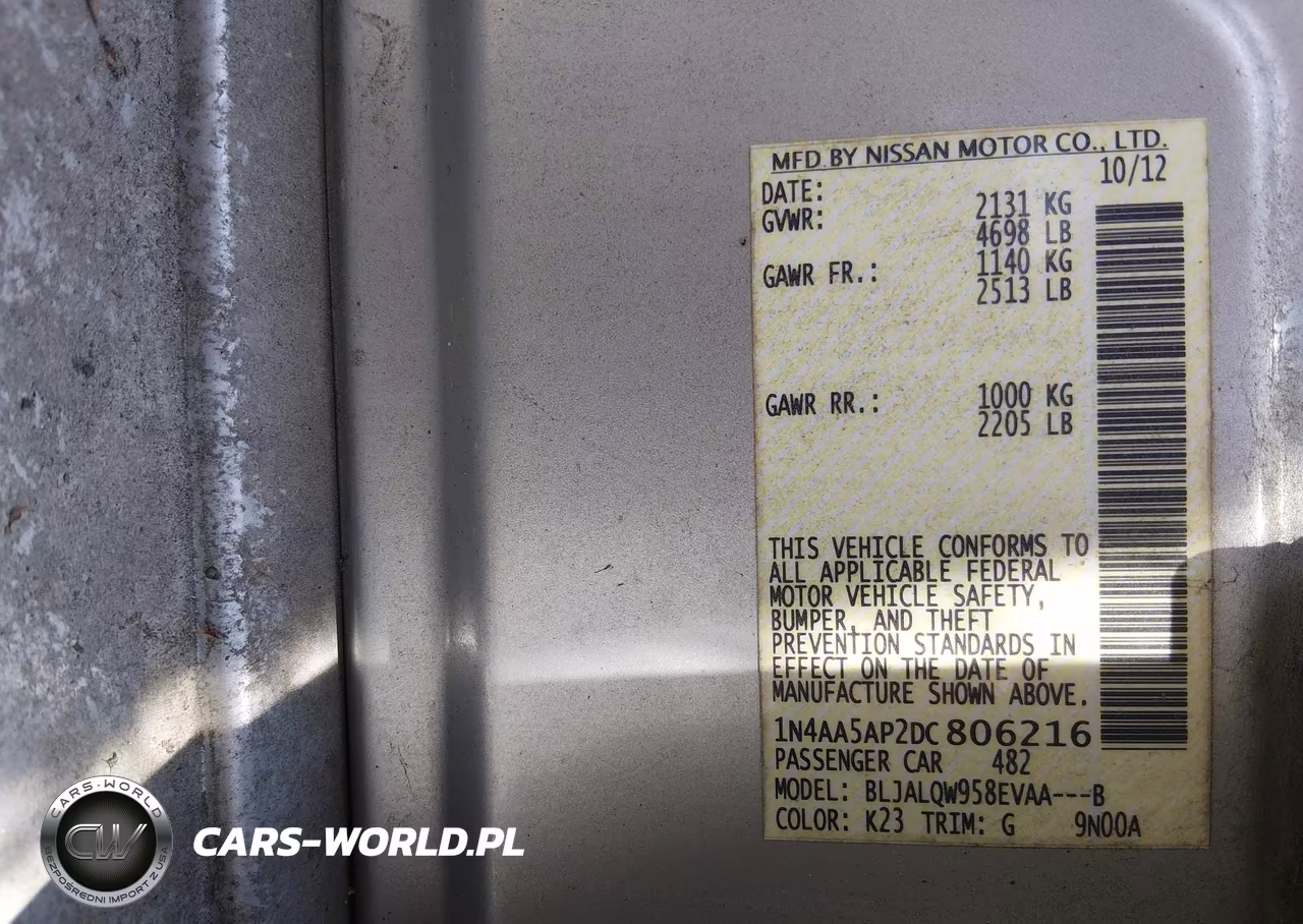 2013 Nissan Maxima 3.5 S VIN:1N4AA5AP2DC806216 - 9