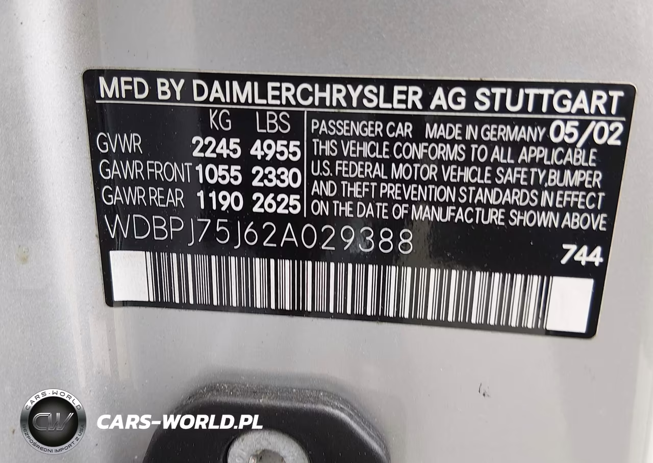 2002 Mercedes-Benz Cl 500 VIN:WDBPJ75J62A029388 - 9