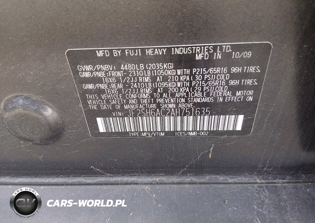 2010 Subaru Forester 2.5X VIN:JF2SH6AC2AH751635 - 9