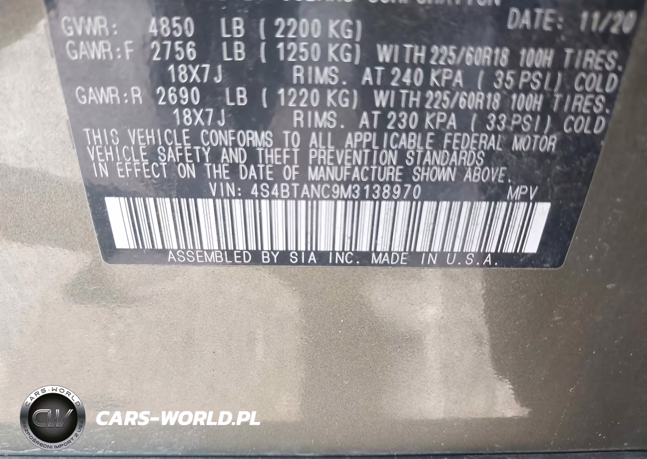 2021 Subaru Outback Limited VIN:4S4BTANC9M3138970 - 9