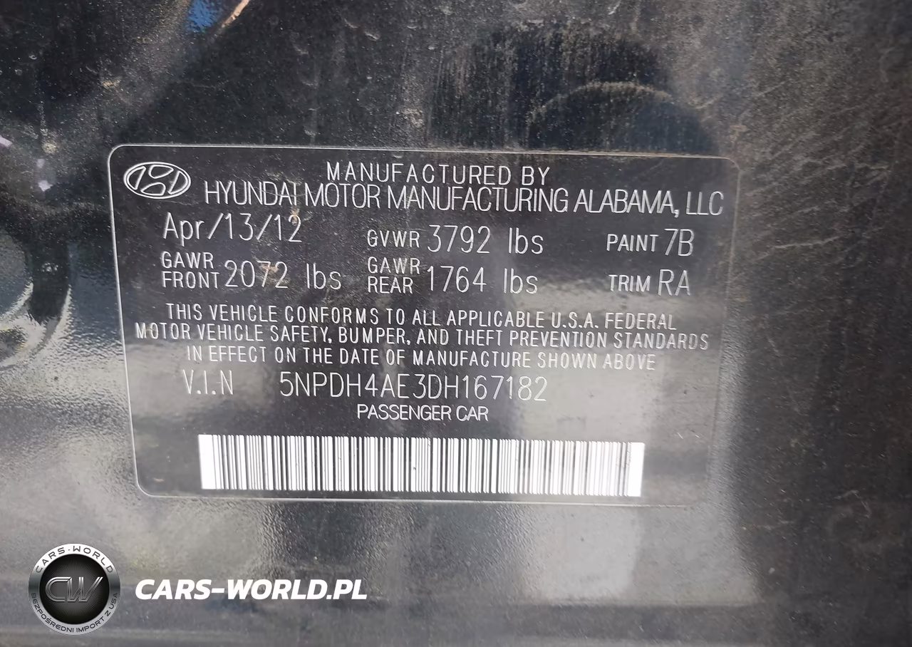 2013 Hyundai Elantra Gls VIN:5NPDH4AE3DH167182 - 9