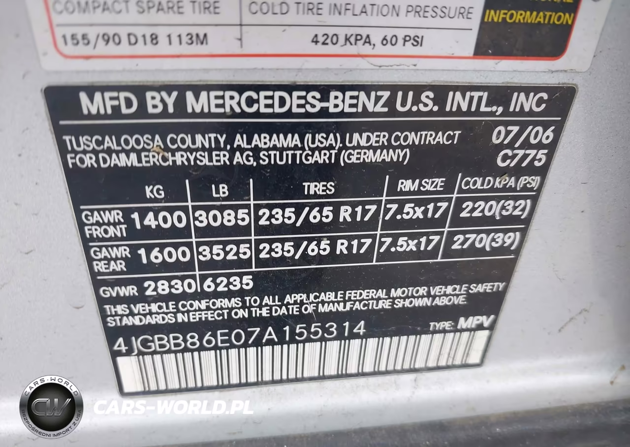 2007 Mercedes-Benz Ml 350 4Matic VIN:4JGBB86E07A155314 - 9