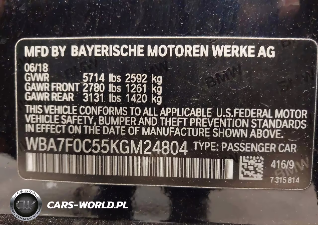 2019 BMW 750I VIN:WBA7F0C55KGM24804 - 9