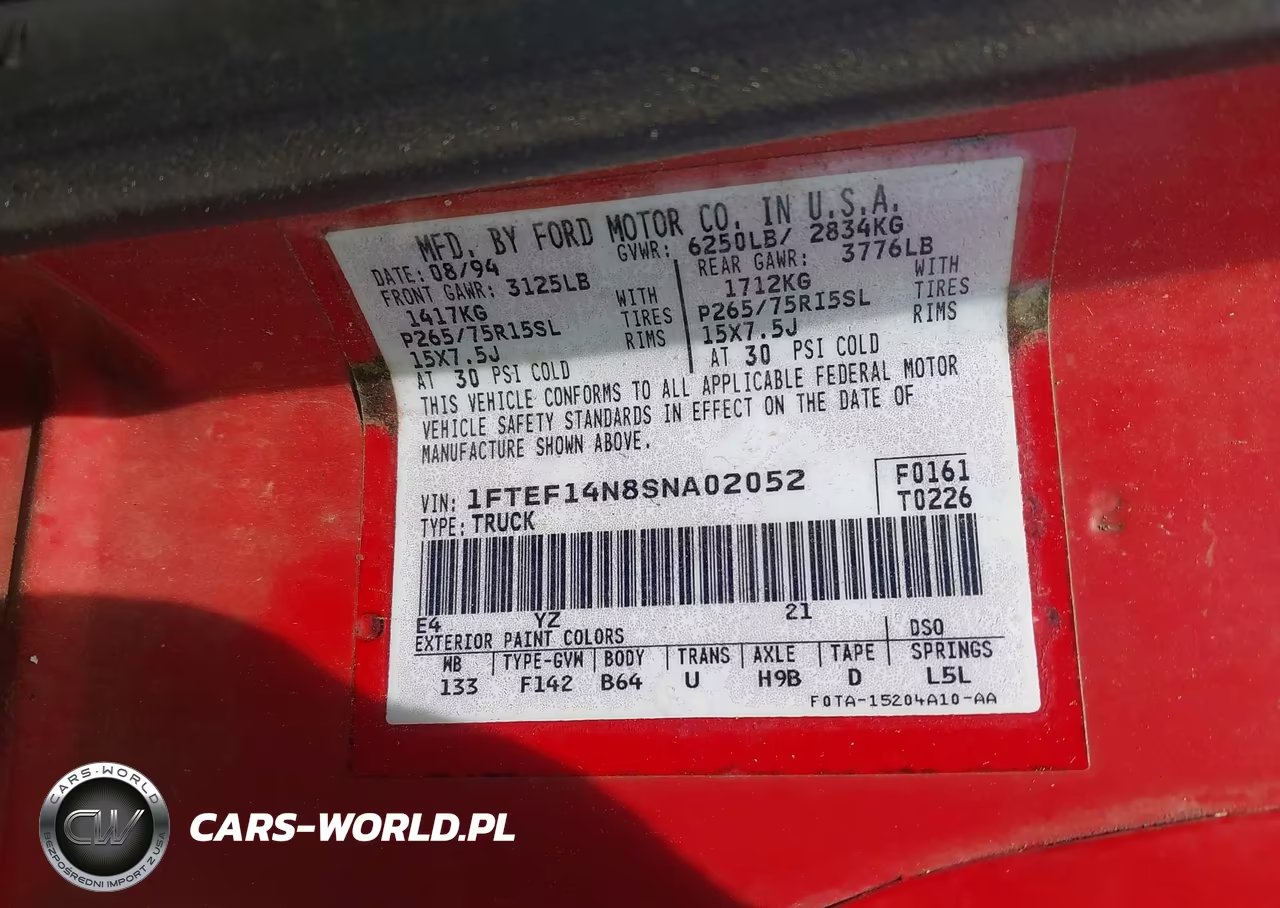 1995 Ford F150 VIN:1FTEF14N8SNA02052 - 9