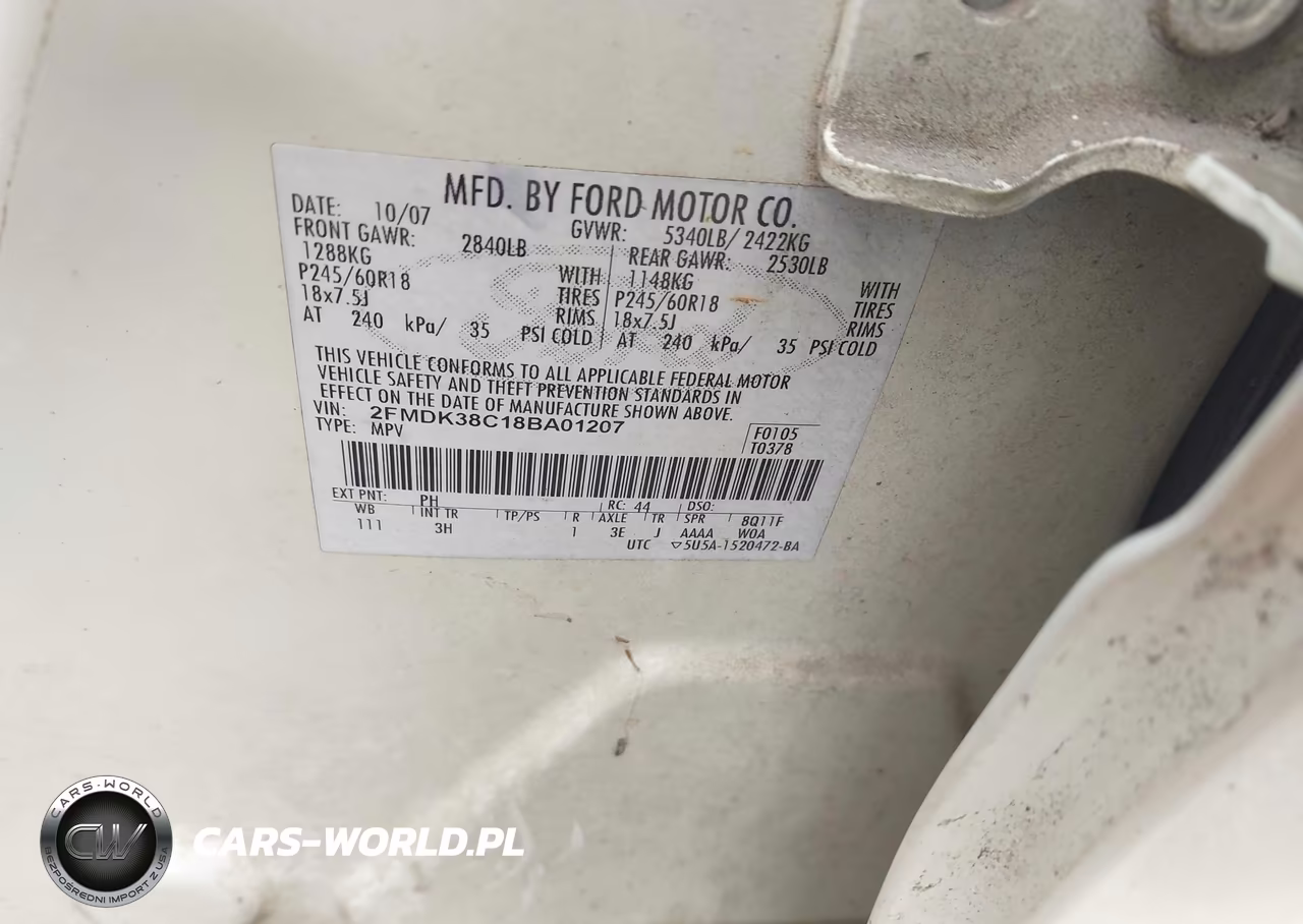 2008 Ford Edge Sel VIN:2FMDK38C18BA01207 - 9