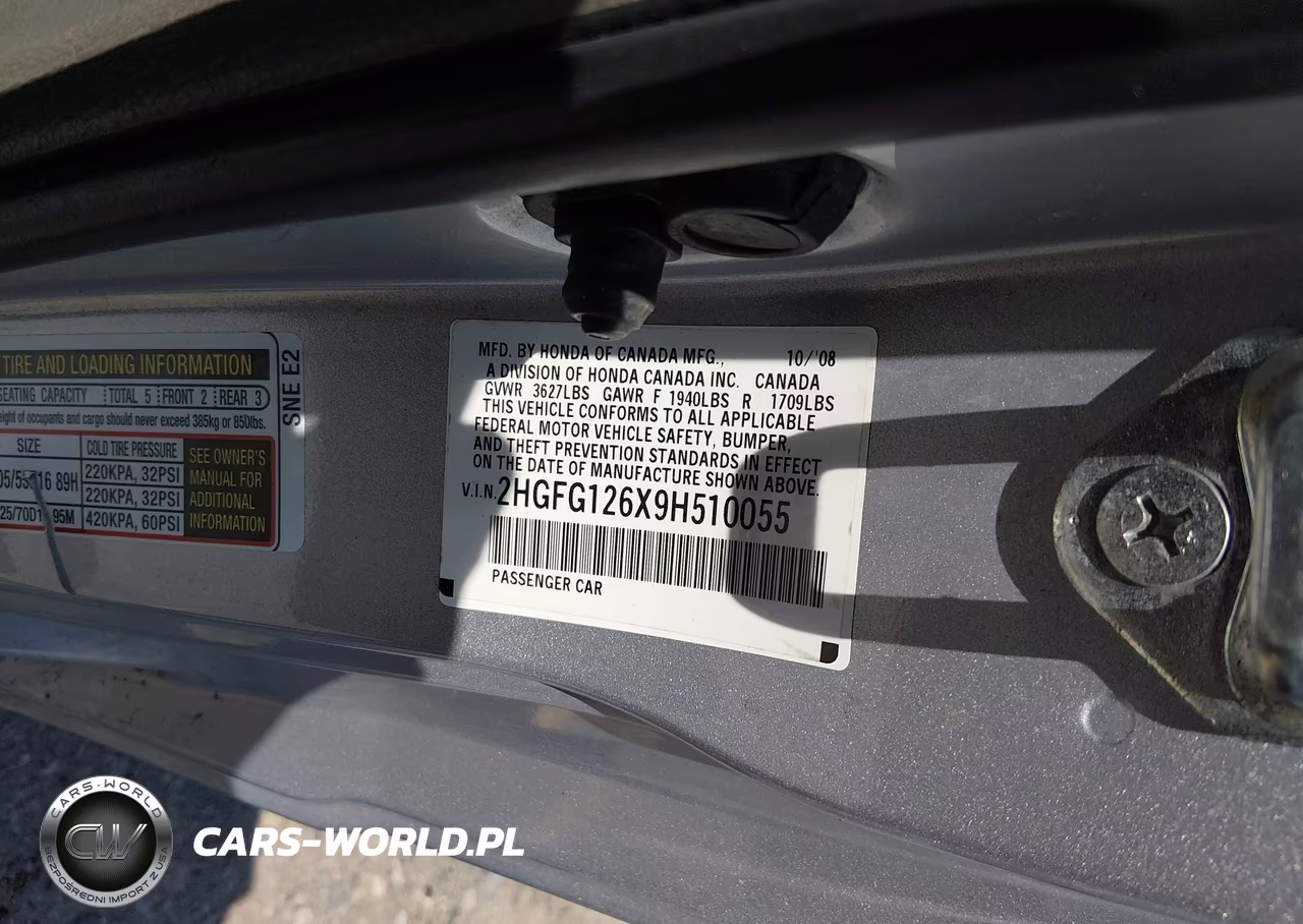 2009 Honda Civic Lx VIN:2HGFG126X9H510055 - 9