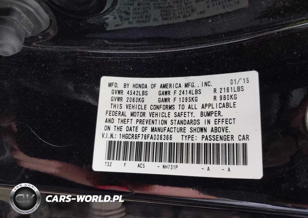 2015 Honda Accord Touring Hybrid VIN:1HGCR6F76FA006366 - 9