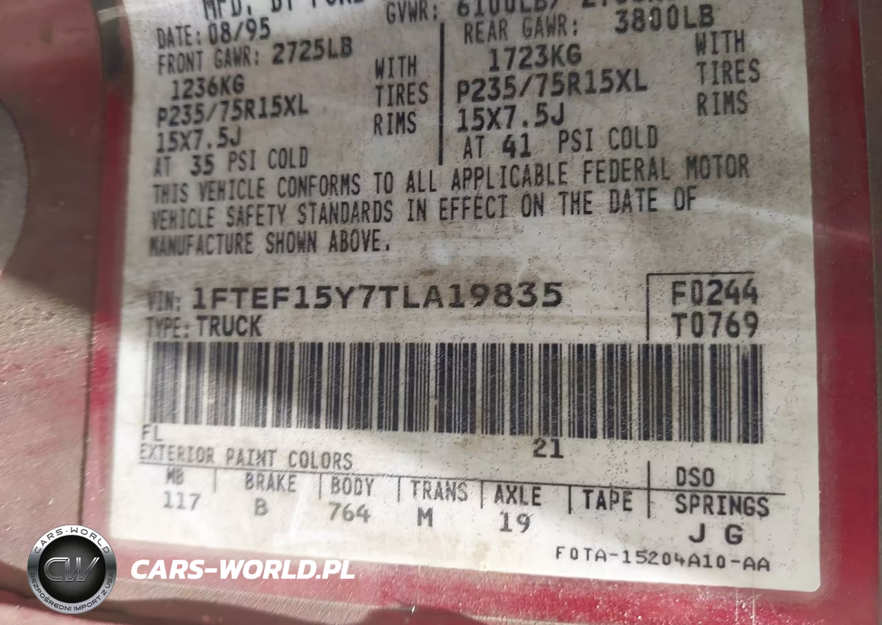 1996 Ford F150 VIN:1FTEF15Y7TLA19835 - 9