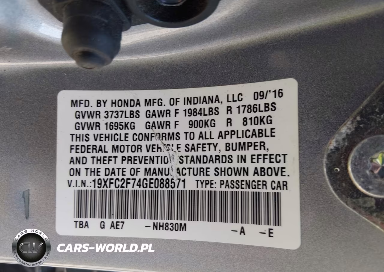 2016 Honda Civic Ex VIN:19XFC2F74GE088571 - 9
