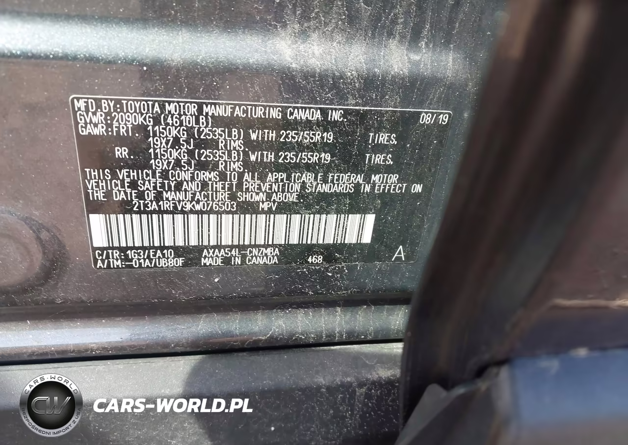 2019 Toyota Rav4 Xle Premium VIN:2T3A1RFV9KW076503 - 9